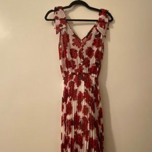 The Kooples Pleated Asymmetrical Hem Midi Dress